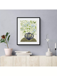 John Lewis La Poire 'Sweet Peas' Framed Print & Mount, 62 x 52cm, Green/Blue - thumbnail 2