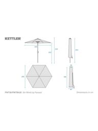 KETTLER Aluminium Wind-Up Round Parasol, 3m, Grey/Stone - thumbnail 4