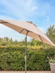 KETTLER Aluminium Wind-Up Round Parasol, 3m, Grey/Stone - thumbnail 2