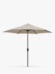 KETTLER Aluminium Wind-Up Round Parasol, 3m, Grey/Stone