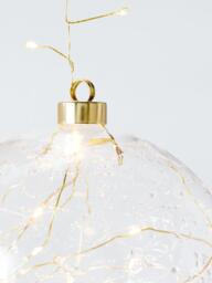 John Lewis LED Battery Operated Clear Hanging Bauble Light, Dia.19cm, Gold - thumbnail 3