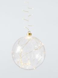 John Lewis LED Battery Operated Clear Hanging Bauble Light, Dia.19cm, Gold - thumbnail 1
