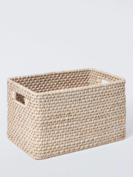 John Lewis Rattan Storage Basket, Off White - thumbnail 1