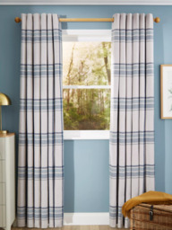 John Lewis Afton Check Weave Pair Dimout/Thermal Lined Eyelet Curtains - thumbnail 3