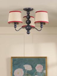 Joules Harewood 3 Arm Semi Flush Pendant Ceiling Light, Navy Blue - thumbnail 6