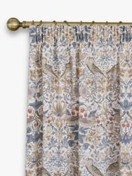 William Morris At Home Strawberry Thief Pair Lined Pencil Pleat Curtains, Hessian - thumbnail 3