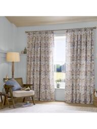 William Morris At Home Strawberry Thief Pair Lined Pencil Pleat Curtains, Hessian - thumbnail 1