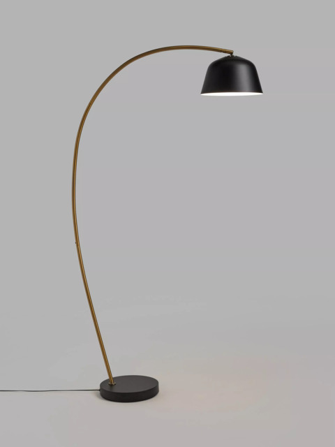 John Lewis Metal Arc Floor Lamp, Black/Brass - image 1