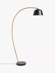 John Lewis Metal Arc Floor Lamp, Black/Brass - thumbnail 3