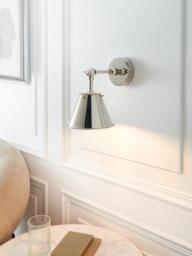 John Lewis Nicolas Down Lighter Wall Light, Nickel - thumbnail 6
