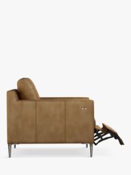 John Lewis Draper Motion Leather Armchair with Footrest Mechanism, Metal Leg - thumbnail 3