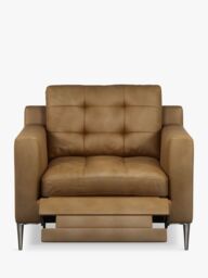 John Lewis Draper Motion Leather Armchair with Footrest Mechanism, Metal Leg - thumbnail 5