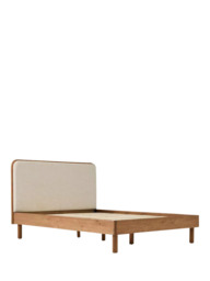 West Elm Miles Wood & Upholstered Bed Frame, King Size, Twill Sand/Toasted Oak - thumbnail 6