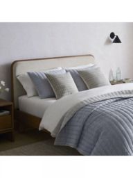 West Elm Miles Wood & Upholstered Bed Frame, King Size, Twill Sand/Toasted Oak - thumbnail 5