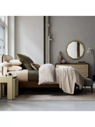 West Elm Miles Wood & Upholstered Bed Frame, King Size, Twill Sand/Toasted Oak - thumbnail 3