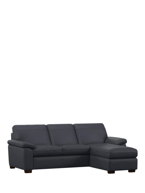 John Lewis Camden RHF Chaise End Leather Sofa Bed, Dark Leg - image 1