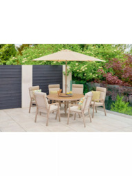 LG Outdoor Sorrento 6-Seater Round Garden Dining Table & Chairs Set with Parasol & Lazy Susan - thumbnail 2
