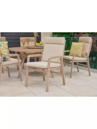 LG Outdoor Sorrento 6-Seater Round Garden Dining Table & Chairs Set with Parasol & Lazy Susan - thumbnail 3