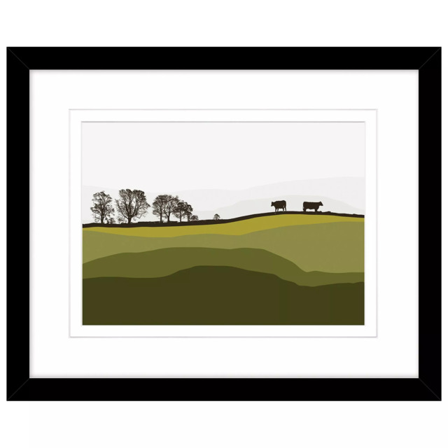 John Lewis Jacky Al-Samarraie 'Cows At Lochans', Framed Print & Mount, 44 x 54cm