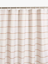 John Lewis Textured Wide Horizontal Stripe Recycled Polyester Shower Curtain, Caramel - thumbnail 1