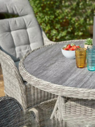 LG Outdoor St Tropez 4-Seater Round Garden Dining Table & Chairs Set with Parasol - thumbnail 3