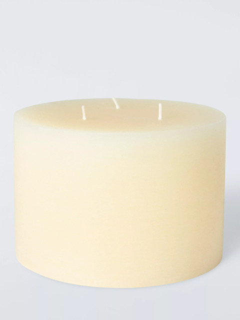 John Lewis Rustic 3 Wick Candle, H10 cm, White Ivory - image 1