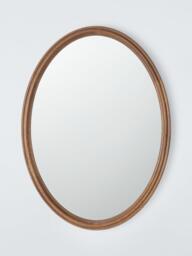John Lewis Farmhouse Oval Wood Frame Wall Mirror, 75 x 55cm, Walnut - thumbnail 1