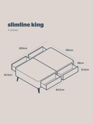 Silentnight Non-Sprung Upholstered 4 Drawer Slimline Divan Base, King Size - thumbnail 5