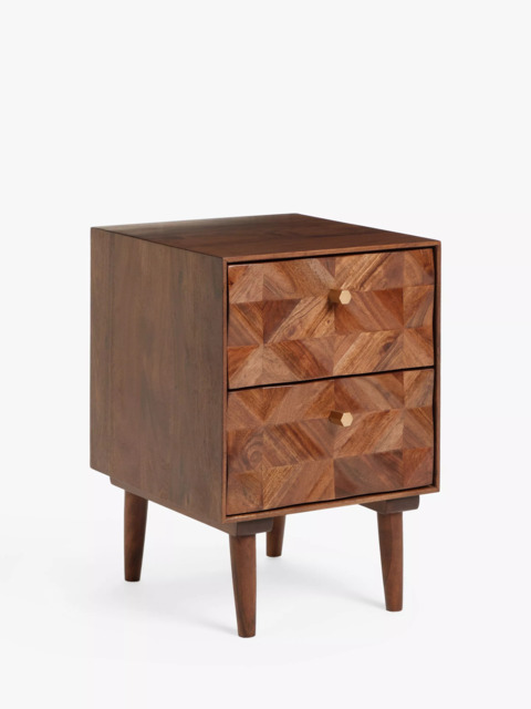 John Lewis + Swoon Franklin 2 Drawer Bedside Table, Dark Brown - image 1