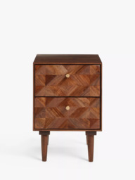 John Lewis + Swoon Franklin 2 Drawer Bedside Table, Dark Brown - thumbnail 3