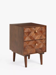 John Lewis + Swoon Franklin 2 Drawer Bedside Table, Dark Brown - thumbnail 1