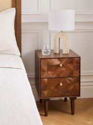 John Lewis + Swoon Franklin 2 Drawer Bedside Table, Dark Brown - thumbnail 2