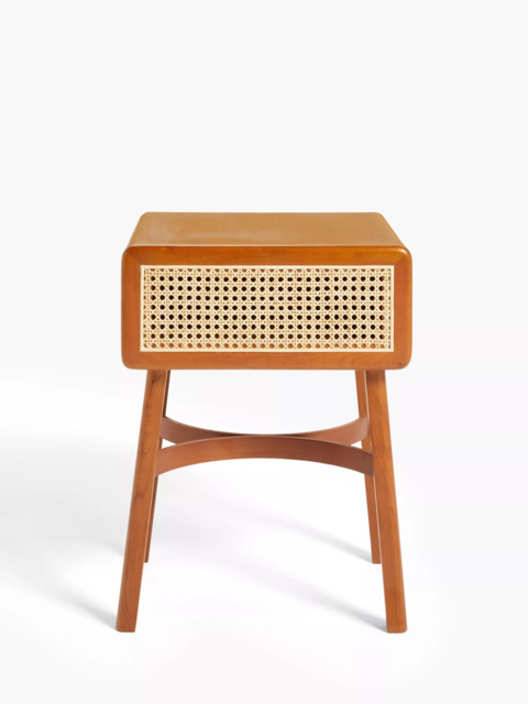 John Lewis Rattan Cherry Wood 1 Drawer Bedside Table, Brown - image 1