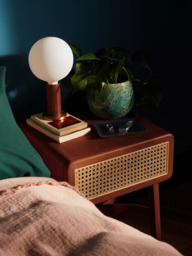 John Lewis Rattan Cherry Wood 1 Drawer Bedside Table, Brown - thumbnail 5