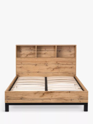Julian Bowen Bali Bookcase Bed Frame, Single, Oak - thumbnail 2