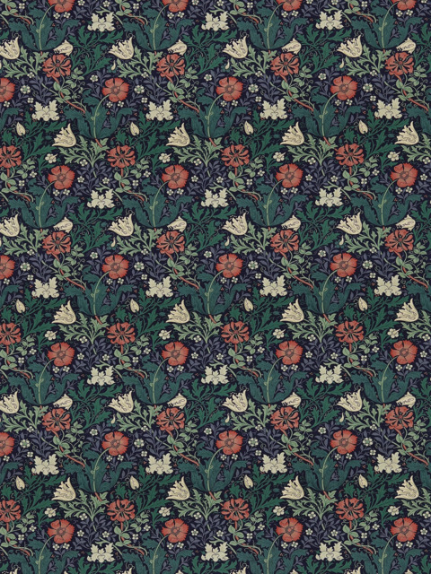 Morris & Co. Compton Made to Measure Curtains or Roman Blind, Indigo/Green - image 1