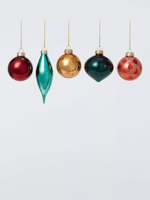 John Lewis Dawn & Dusk Assorted Glass Baubles, Box of 20, Autumn