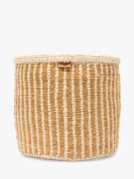 The Basket Room Hotuba Woven Storage Basket, Gold Stripe, Medium
