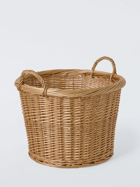 John Lewis Woven Willow Round Log Basket, Light Natural - image 1