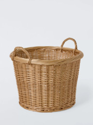 John Lewis Woven Willow Round Log Basket, Light Natural