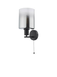 Där Savannah Glass Wall Light, Black/Smoked - thumbnail 2