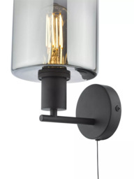 Där Savannah Glass Wall Light, Black/Smoked - thumbnail 5
