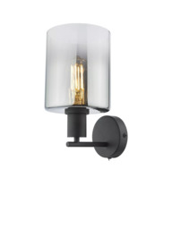 Där Savannah Glass Wall Light, Black/Smoked - thumbnail 6