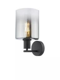 Där Savannah Glass Wall Light, Black/Smoked - thumbnail 3