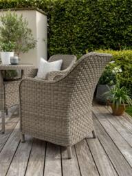 KETTLER Charlbury Woven 4-Seater Round Garden Dining Table & Chairs Set, Natural - thumbnail 3