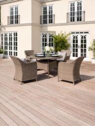 KETTLER Charlbury Woven 4-Seater Round Garden Dining Table & Chairs Set, Natural - thumbnail 2