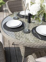 KETTLER Charlbury Woven 4-Seater Round Garden Dining Table & Chairs Set, Natural - thumbnail 4