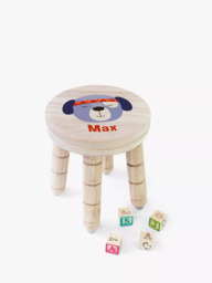 Treat Republic Personalised Cute Puppy Kids Stool, Natural - thumbnail 2