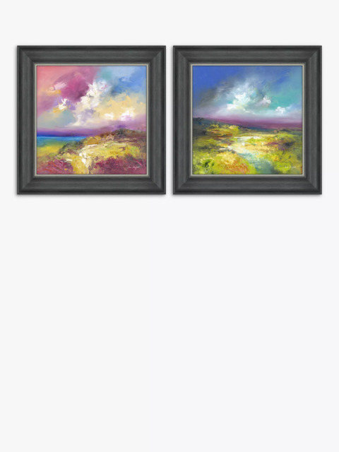 John Lewis Anna Schofield 'Field Calmness & Purple Valley' Framed Print, Set of 2, 53 x 53cm, Multi - image 1