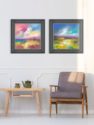 John Lewis Anna Schofield 'Field Calmness & Purple Valley' Framed Print, Set of 2, 53 x 53cm, Multi - thumbnail 2